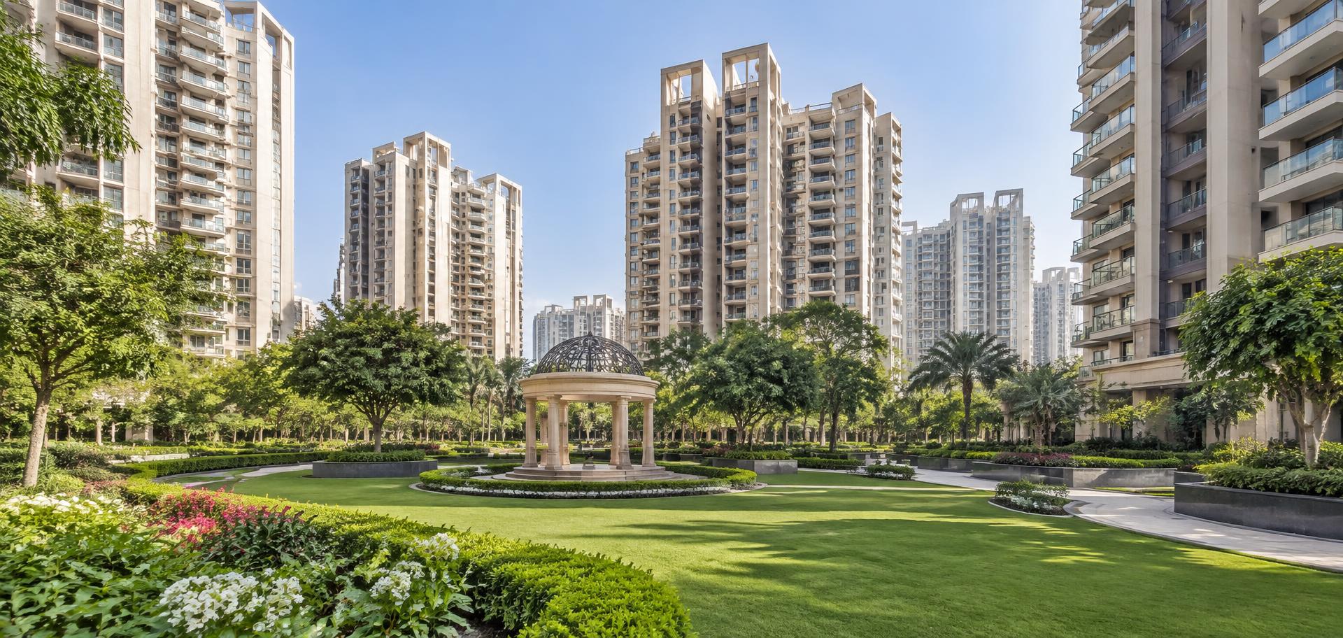 Landscaped residential community at Jaypee Kosmos